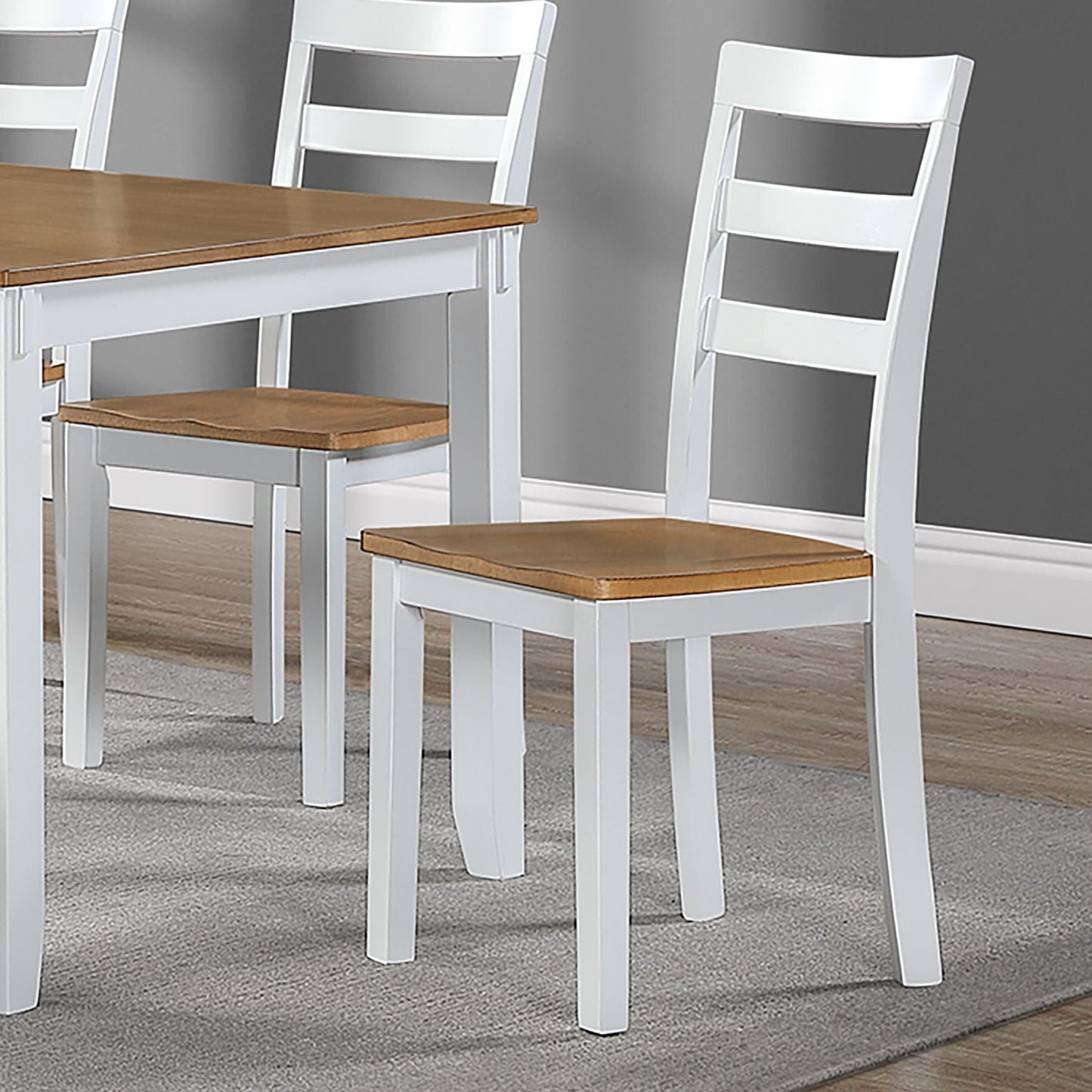 6 Piece Dining Set Table With 4 Side Chairs And Bench - Light Brown / White