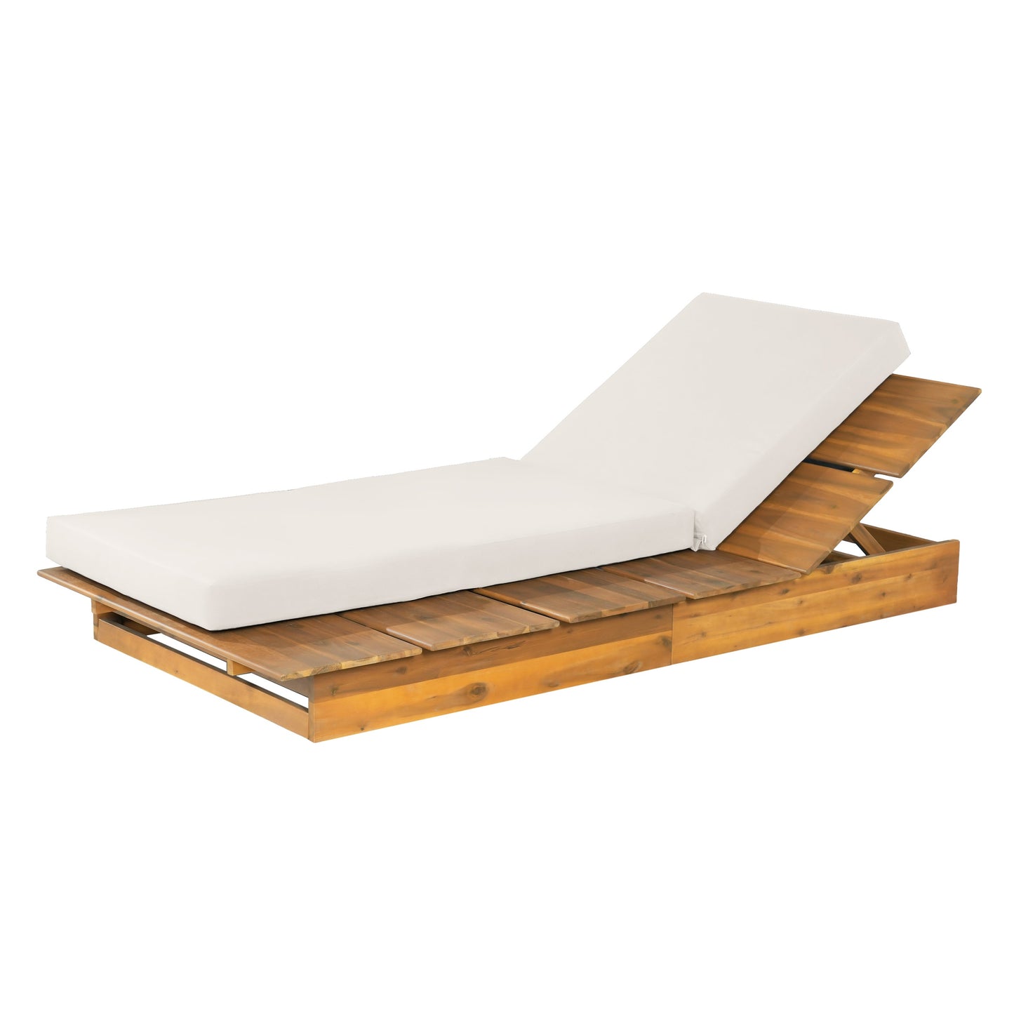 Acacia Wood Chaise Lounge with Movable Cushions