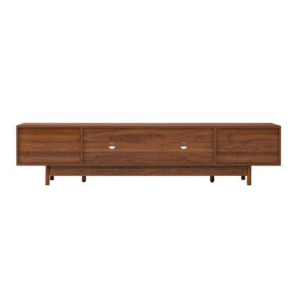 Modern TV Stand With Fluted Glass Doors & 2 Drawers