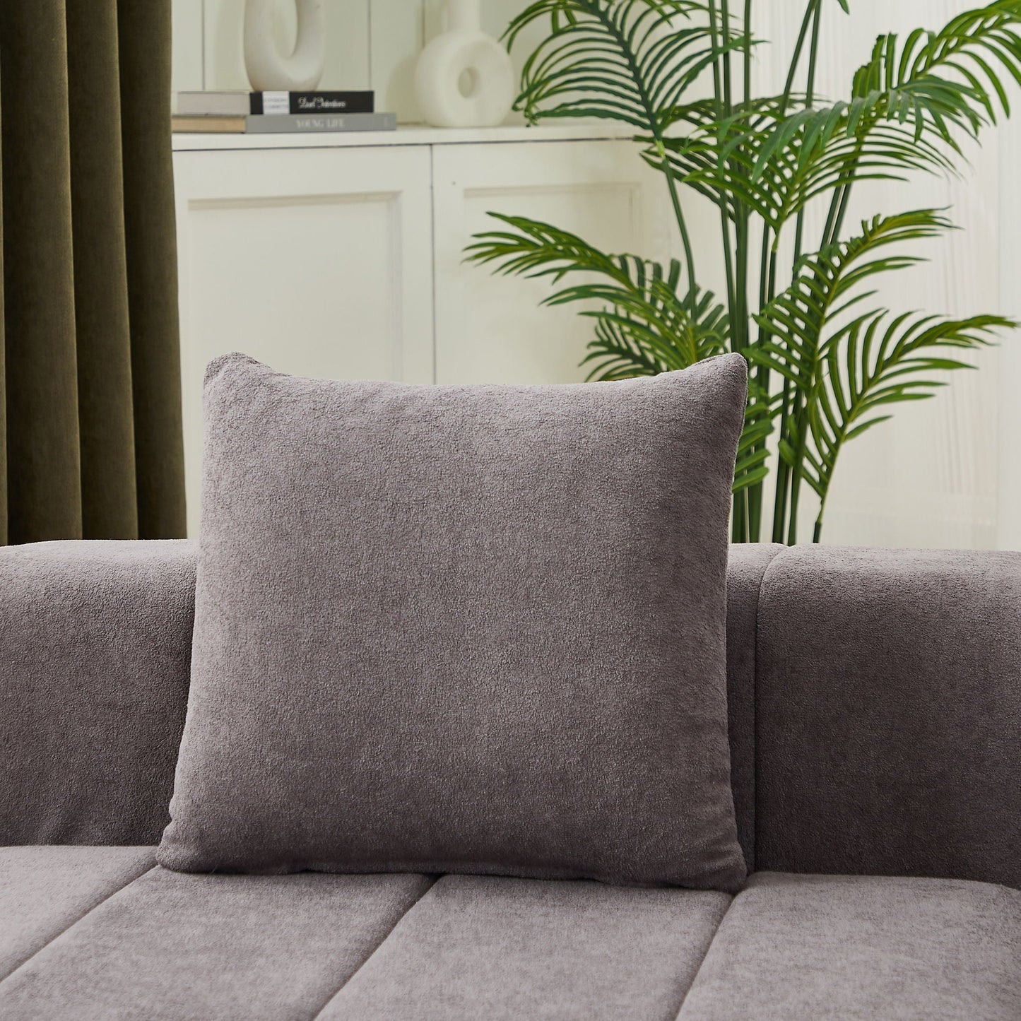 Curved Sectional Sofa With 2 Pillows For Living Room - Gray