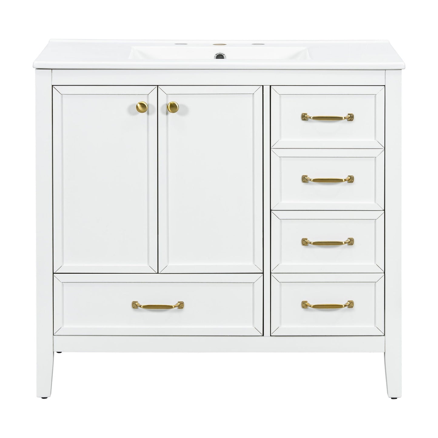 Elegant Vintage Bathroom Vanity With Sink and Soft Closing Drawers