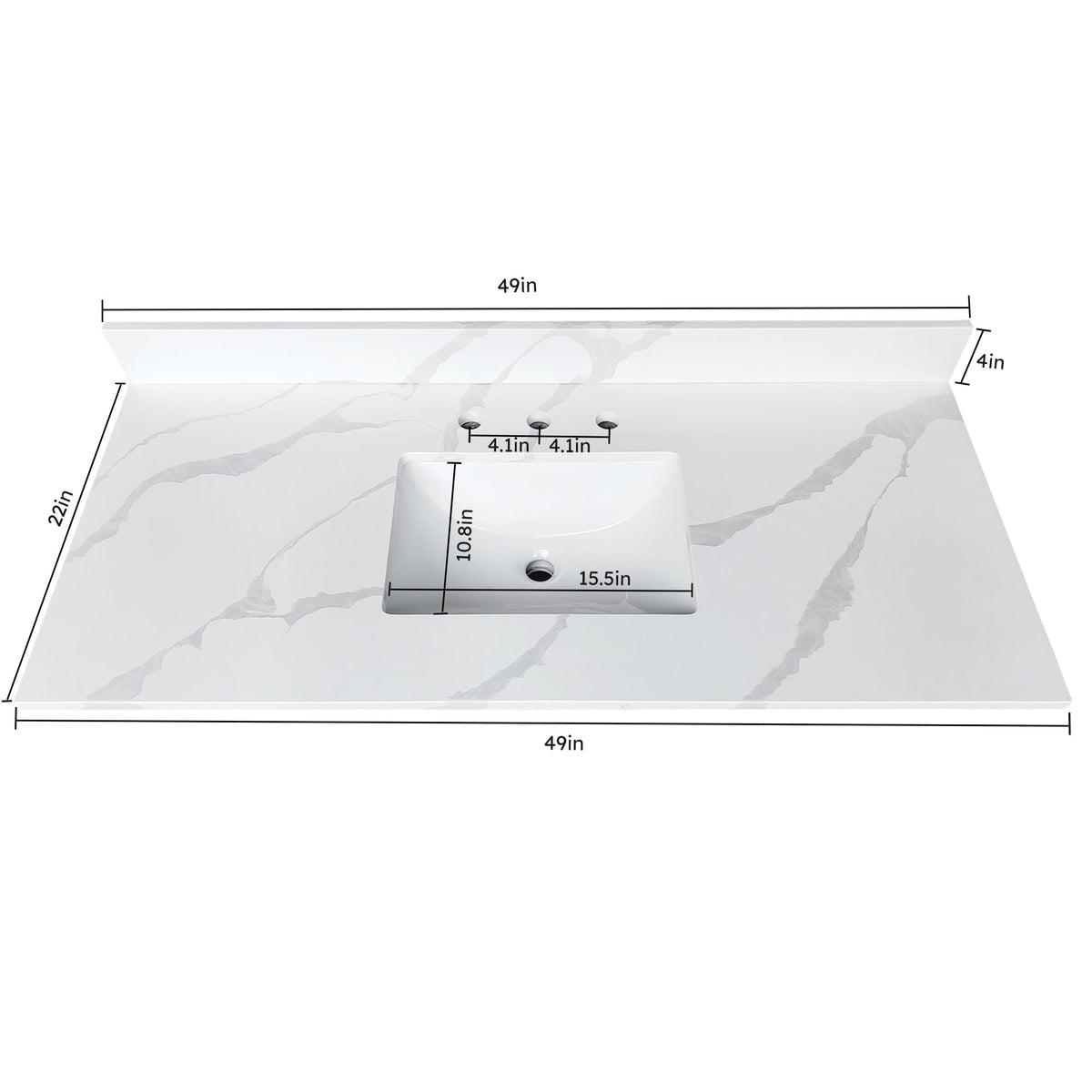 49-Inch Quartz Bathroom Vanity Top