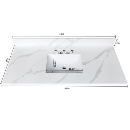 49-Inch Quartz Bathroom Vanity Top