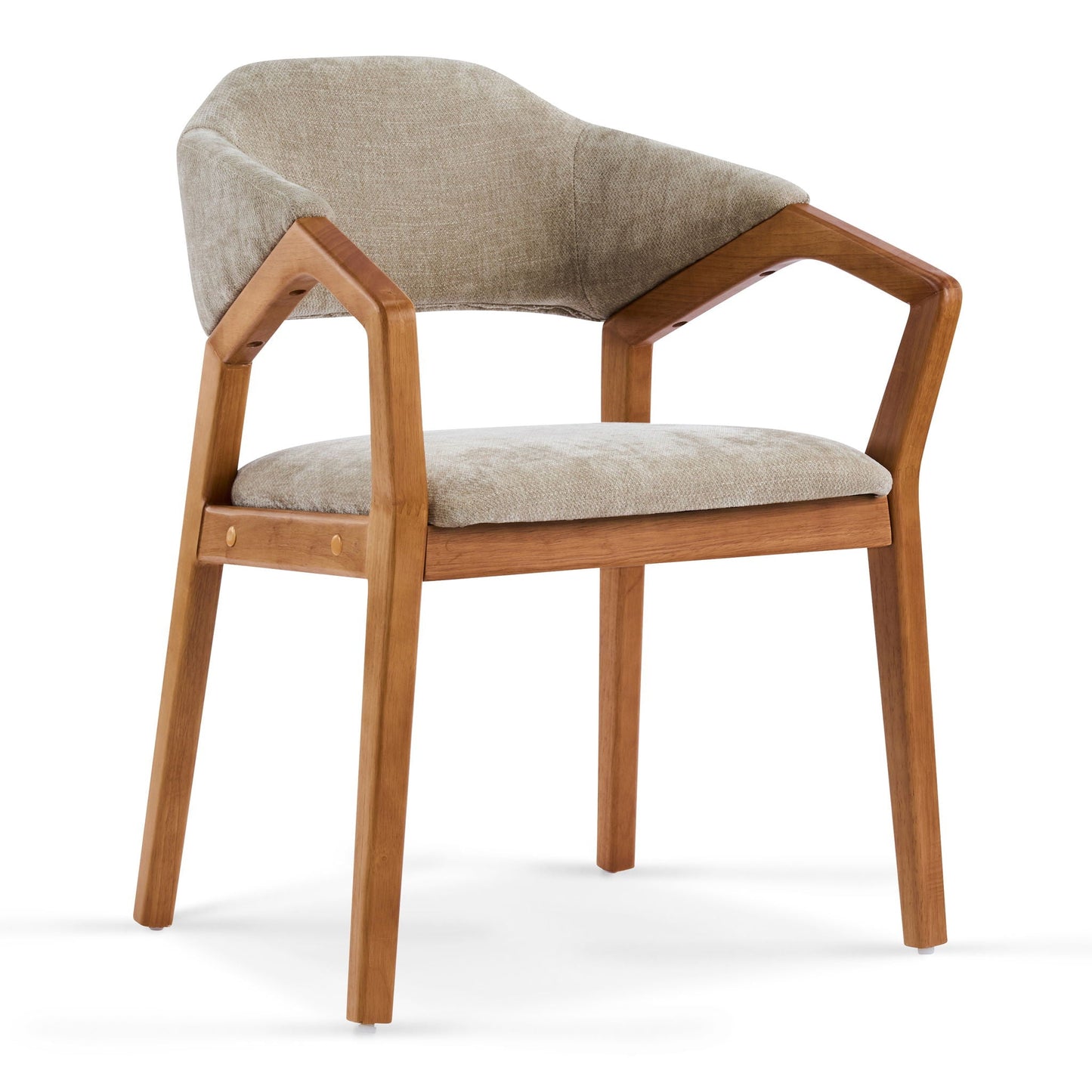 Indoor Upholstered Dining Chair Set of 2 - Oatmeal / Teak