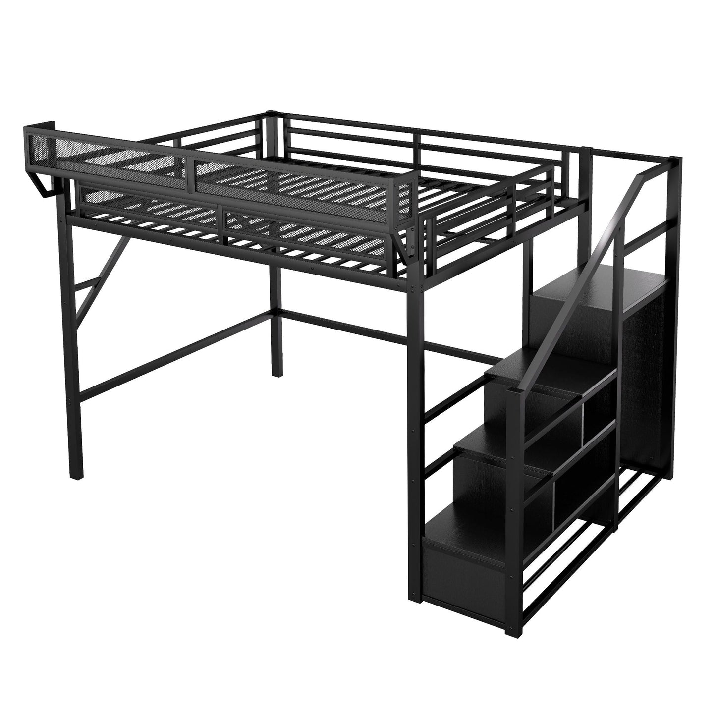 Loft Bed With Storage Shelves, Wardrobe