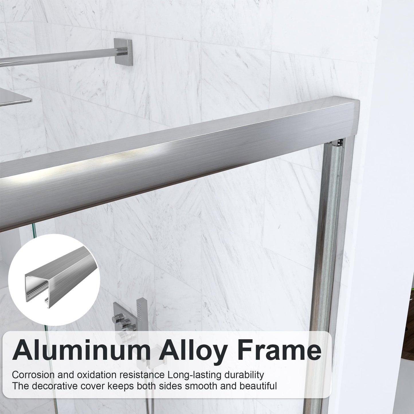 56-60"W x 60"H Semi-Frameless Double Sliding Shower Door