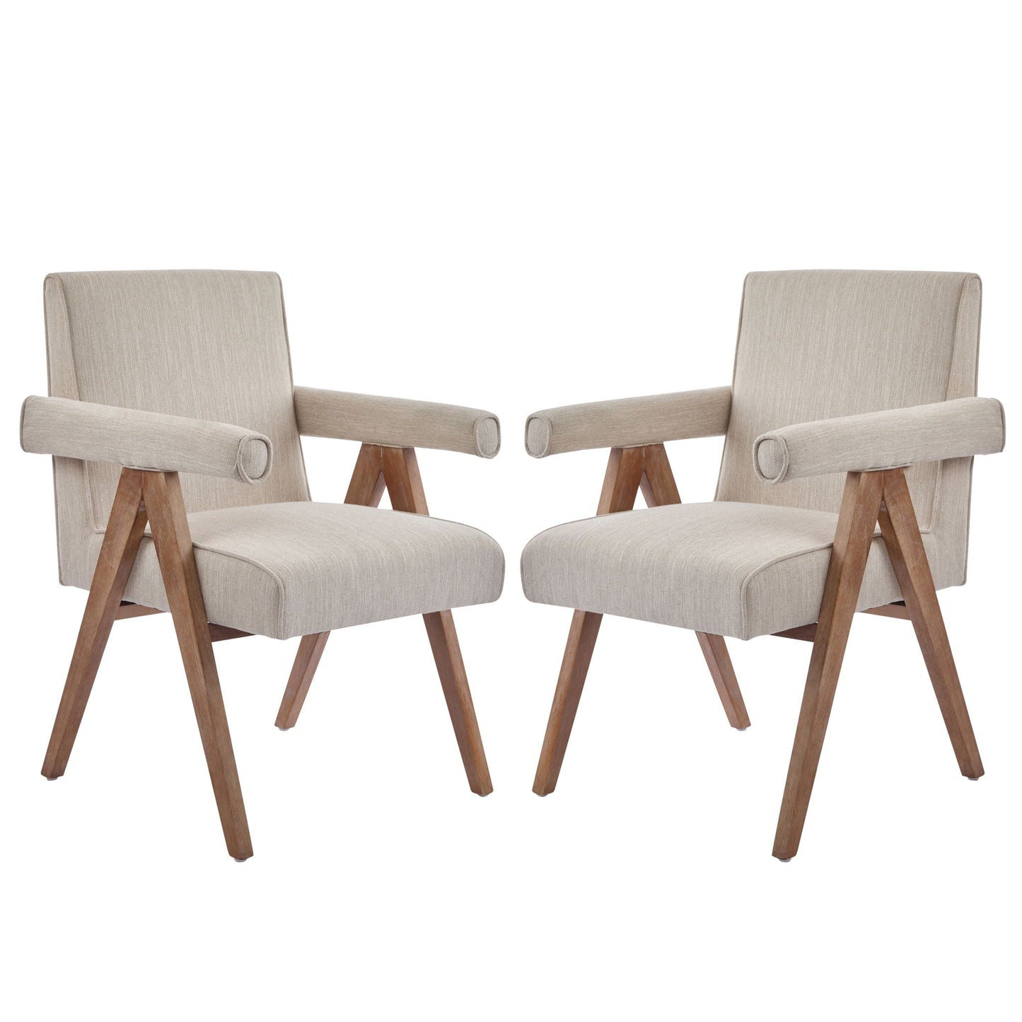 Contemporary Poppy Fabric Dining Armchair With Rubberwood Legs