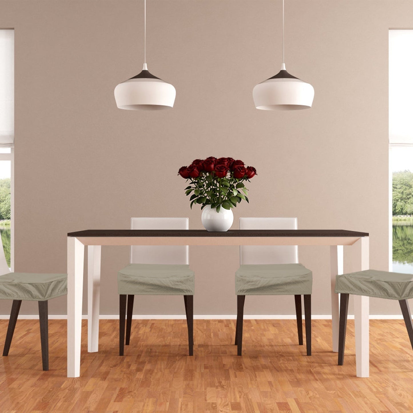 4Pack Waterproof Dining Chair Slipcovers Stretch Chair Seat Slipcovers Removable Washable Jacquard Seat Covers for Dining Room