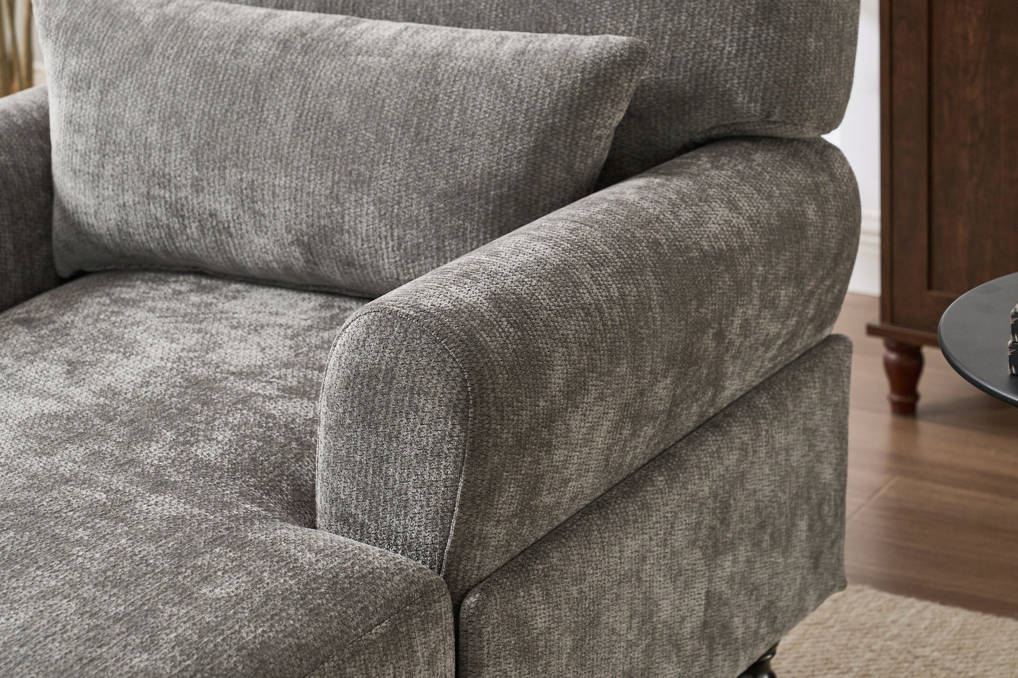 Modern Grey Upholstered Chaise Lounge Sofa Recliner