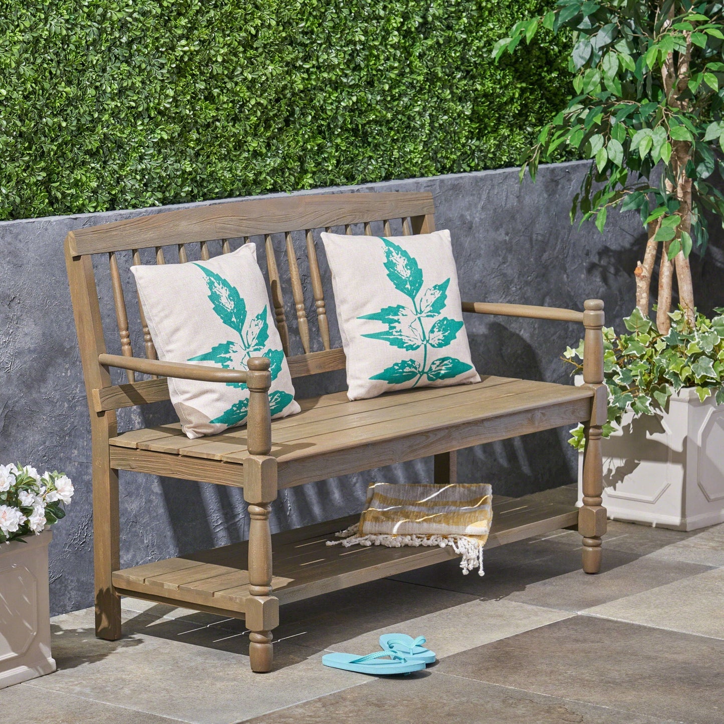 Imperial Bench With Built-In Shelf