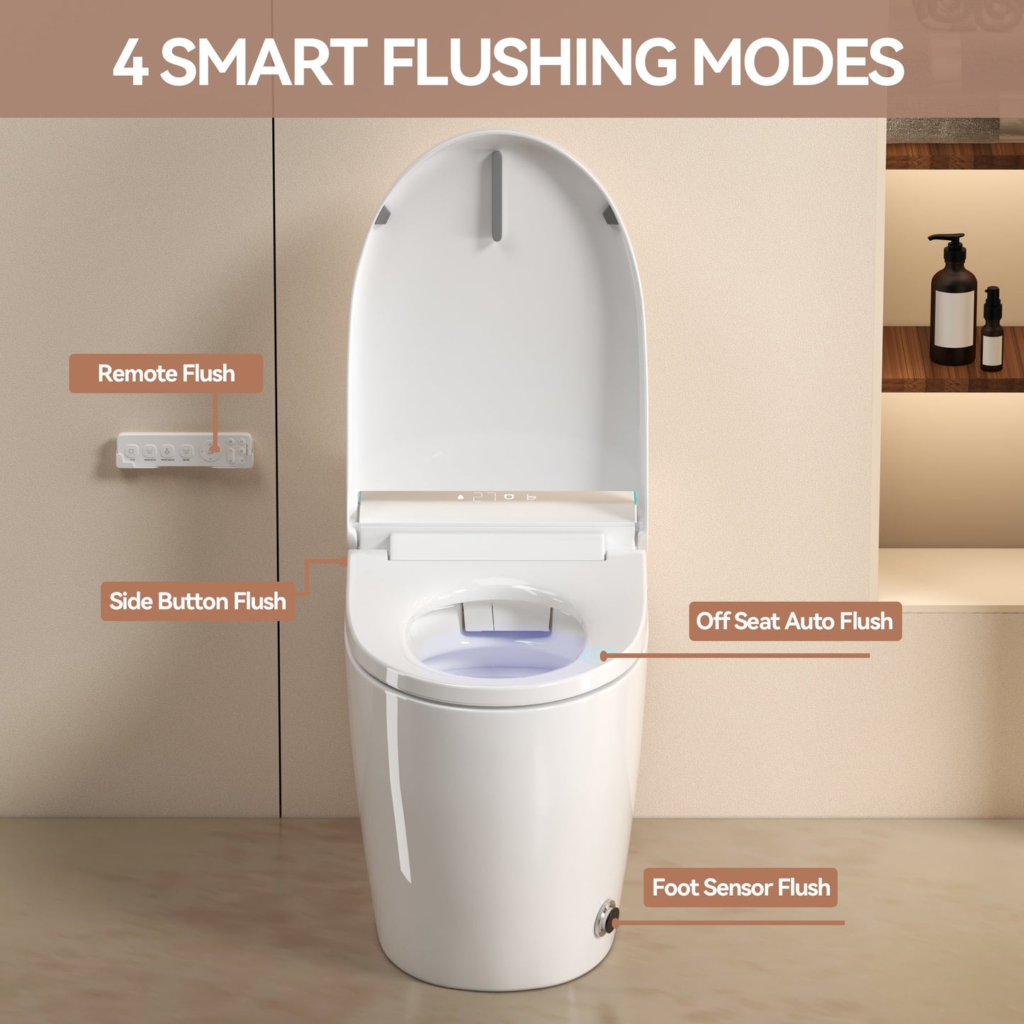 Unique Smart One-Piece Toilet with Bidet and Auto Seat