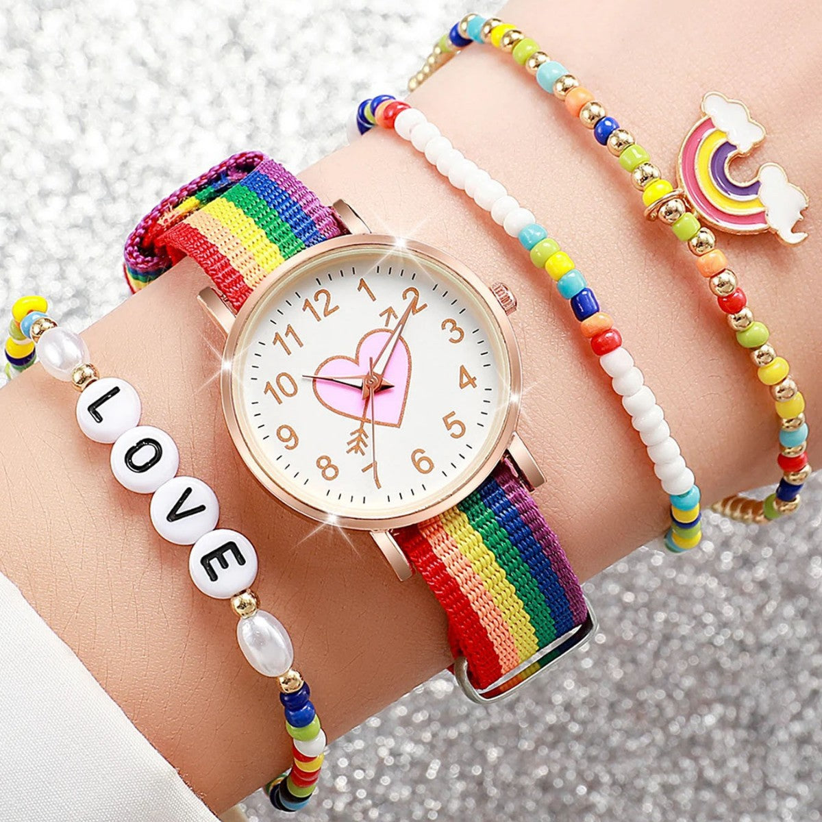 Rainbow Strap Luminous Watch For Women