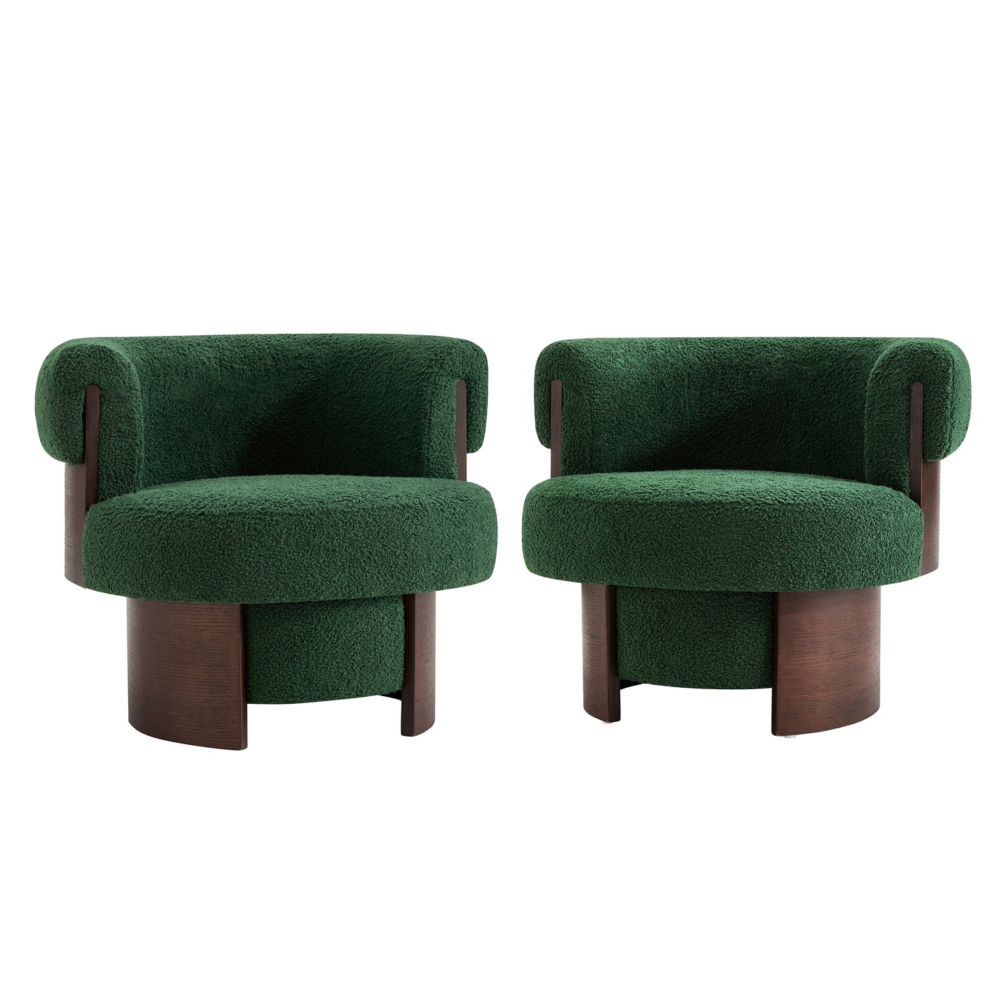 Modern 32" Wide Curved Sculptural Swivel Barrel Chairs - Set of 2