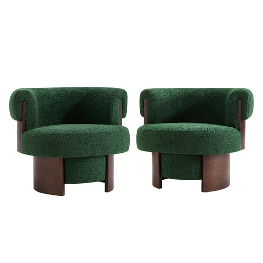 Modern 32" Wide Curved Sculptural Swivel Barrel Chairs - Set of 2