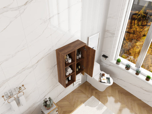 24 Inch Wall-Mounted Side Cabinet and Storage Shelves Combination