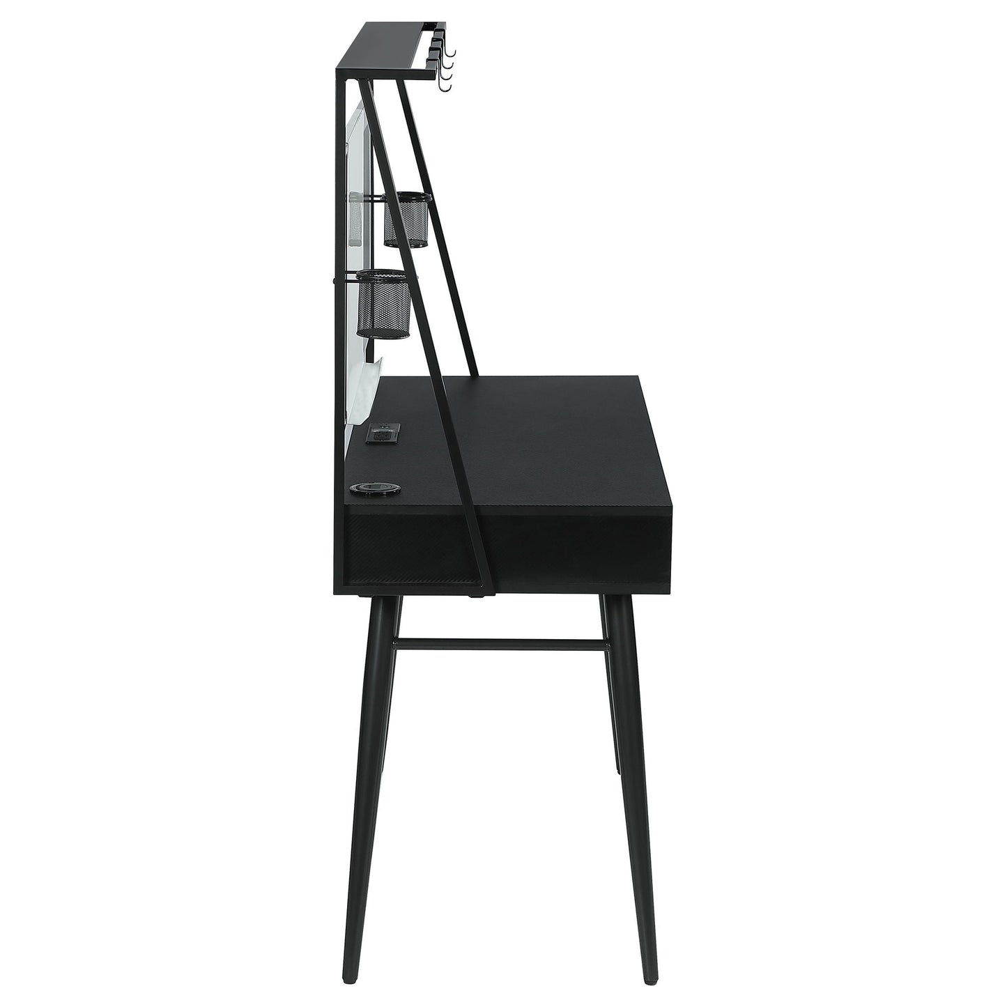 Darby - Writing Desk With USB Ports - Black