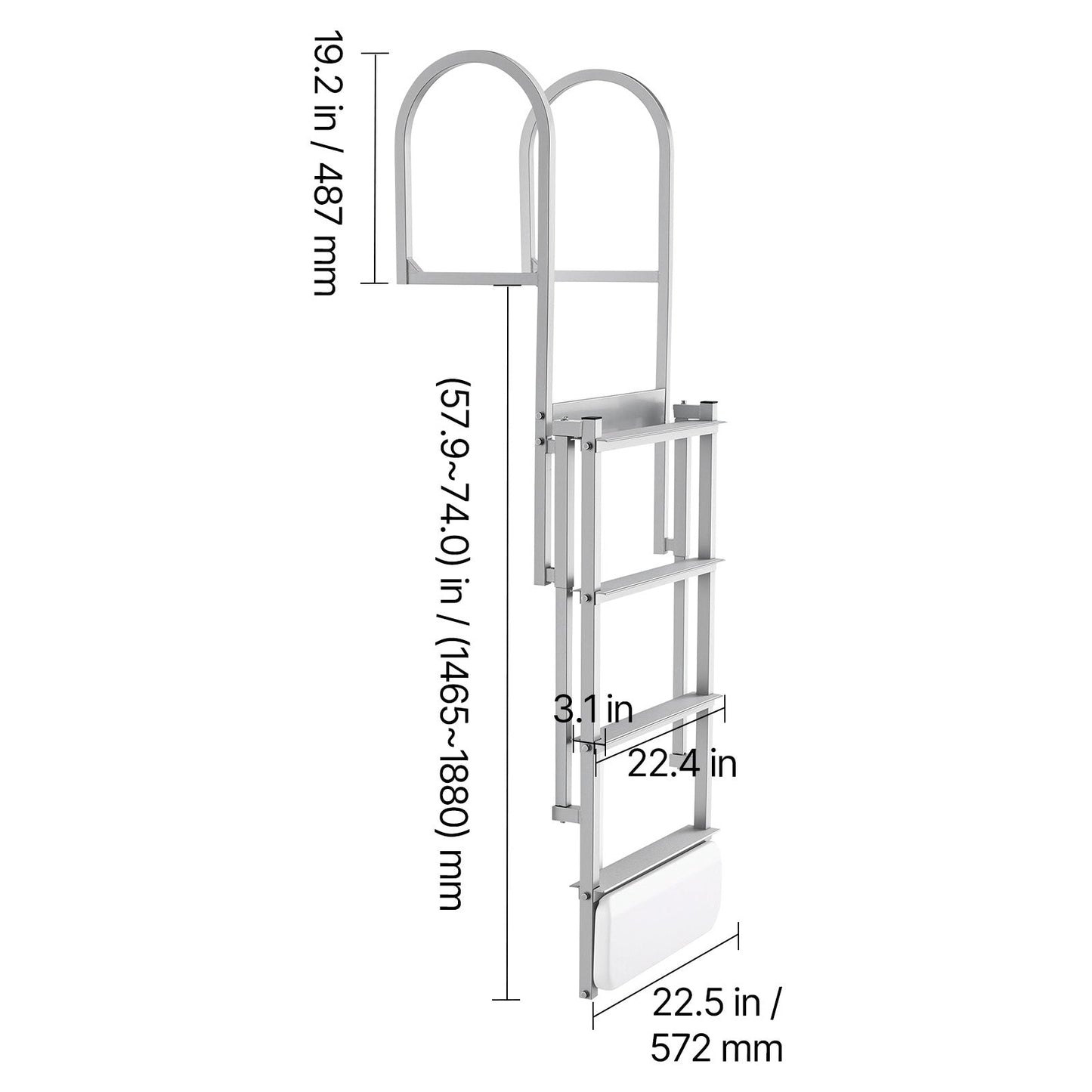 Retractable Dock Ladder, 4 Steps, Aluminum Alloy Swim Ladder