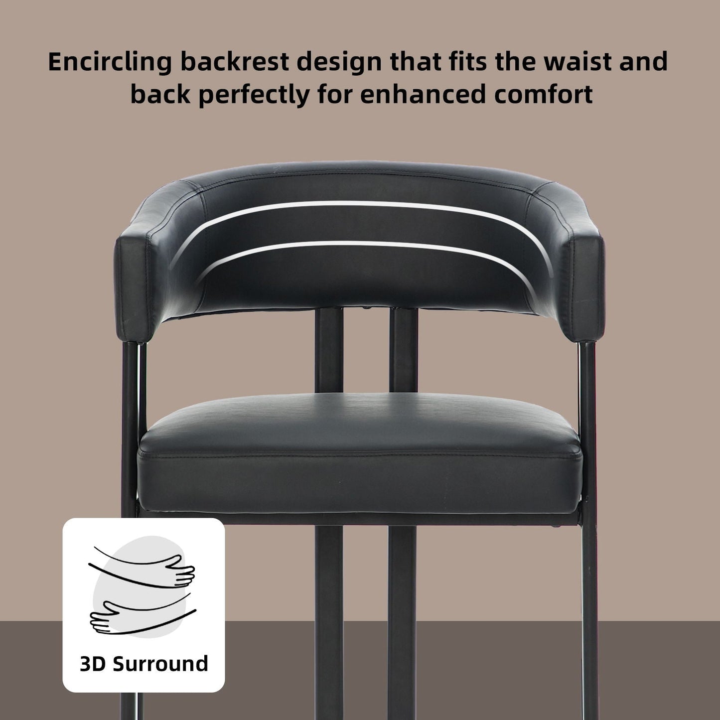 Modern Dining Upholstered Barrel Chair With Curved Back And Armrests