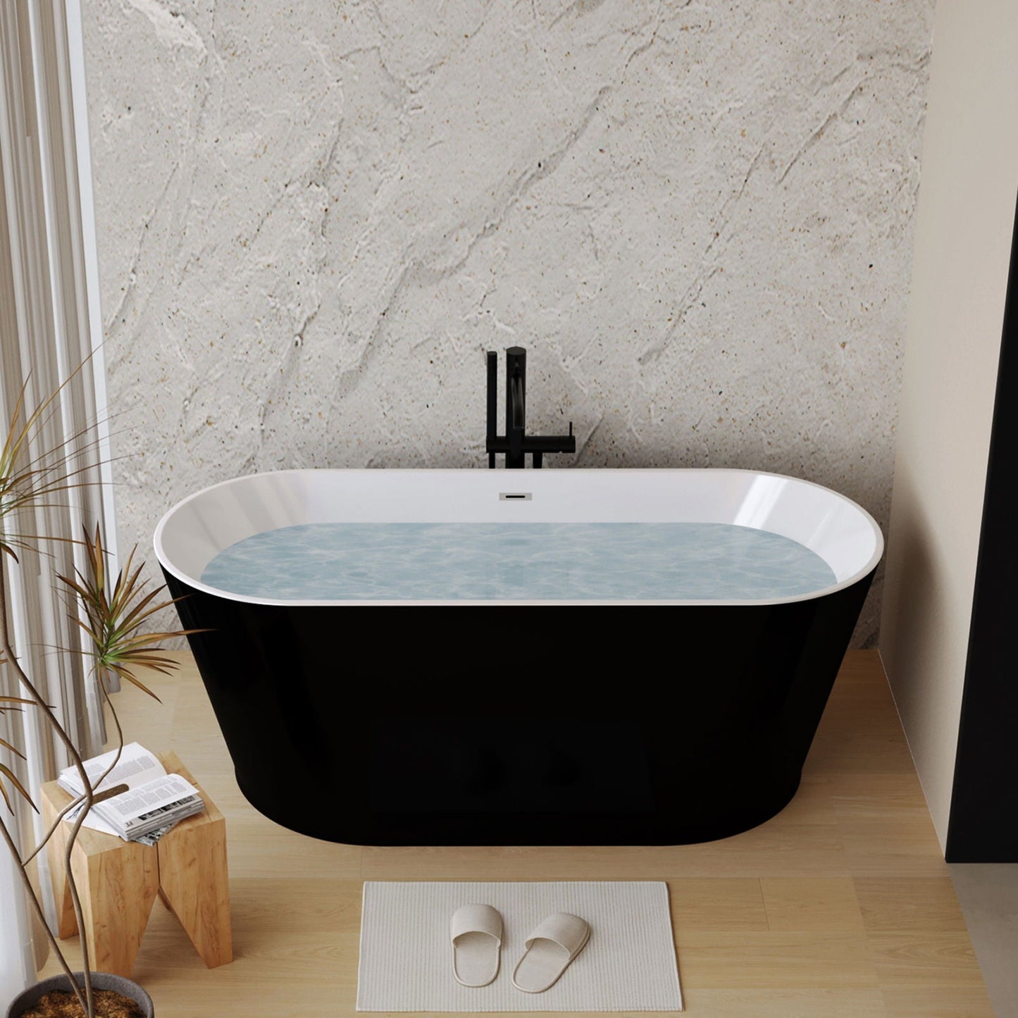 Glossy Freestanding Bathtub With Toe Tap Drain