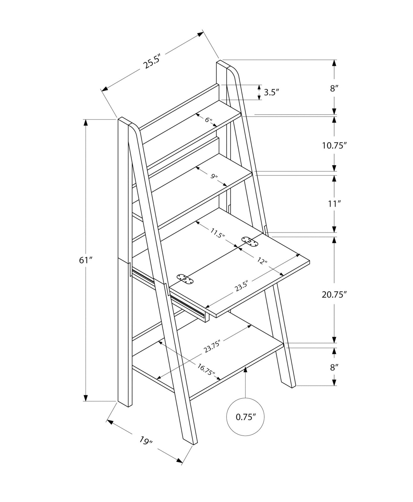Computer Desk For Home Office, Laptop, Leaning, Storage Shelves