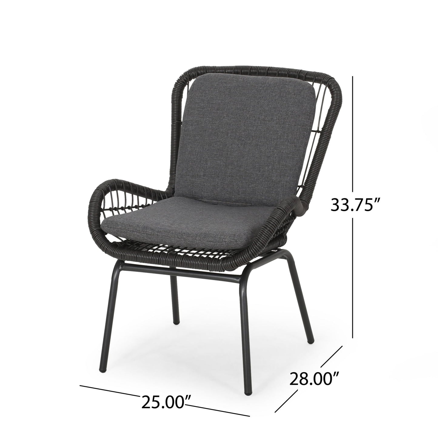 Outdoor Wicker Club Chair With Cushions (Set of 2)