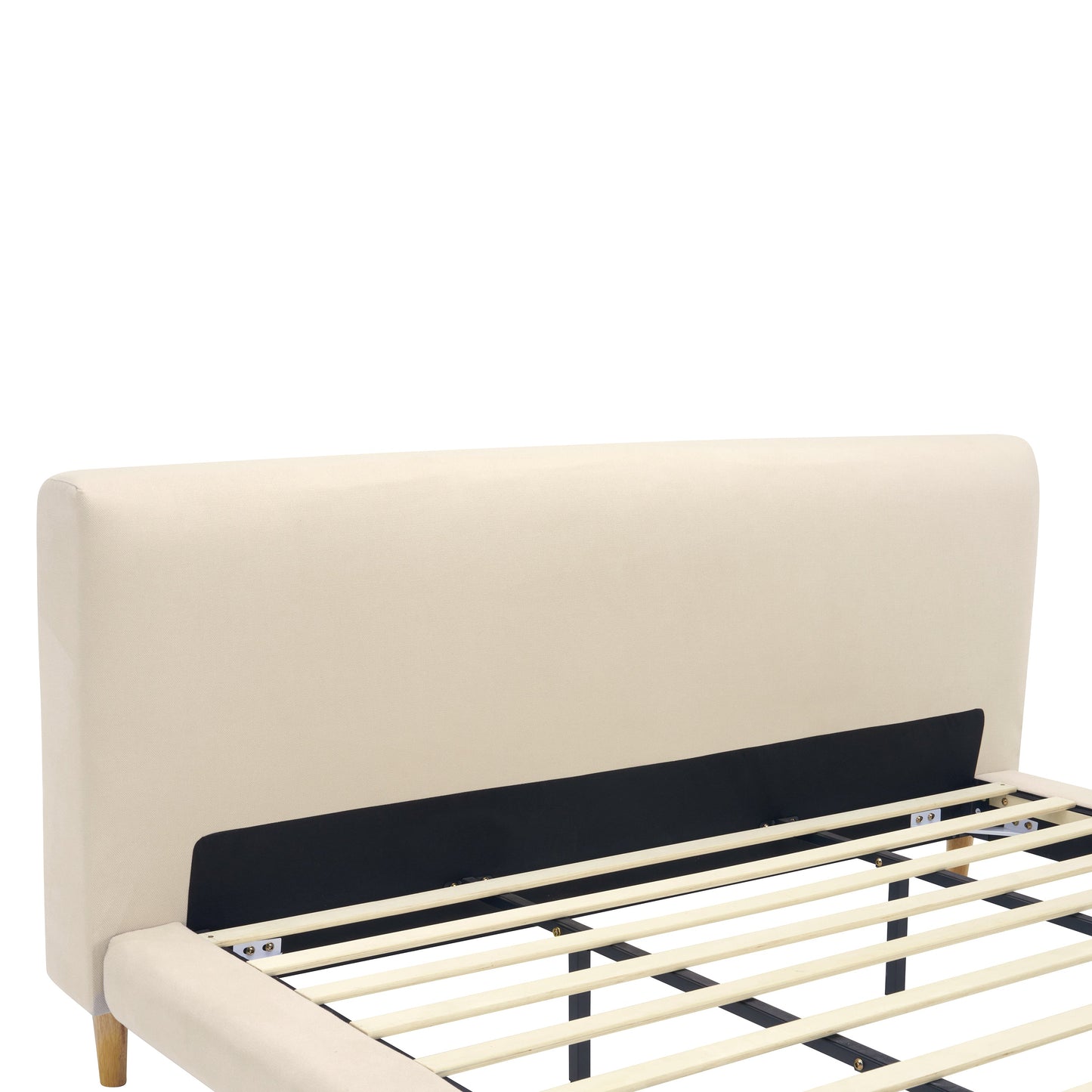 Beige Chunky Headboard Bed Frame, King