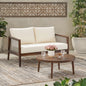 Outdoor Loveseat and Coffee Table Set, Acacia Wood Frame with Rope Detail