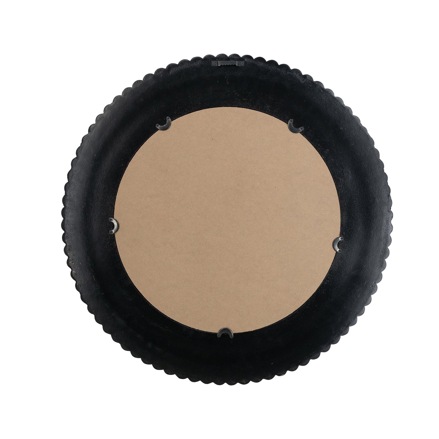 D26.5' Round Black and Gold Wooden Accent Mirror with Woven Texture