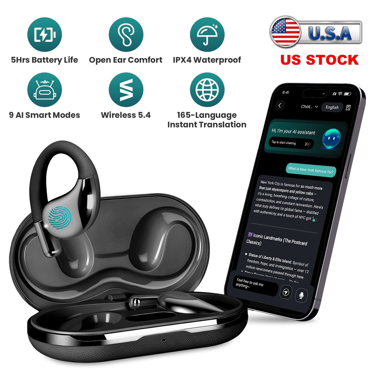 AI Translation Earbuds with 165 Languages & Real-Time Audio