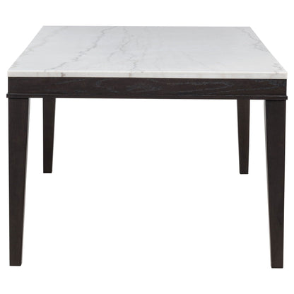 Averill 7-piece White Marble Top Dining Set Dark Grey and Coffee Bean