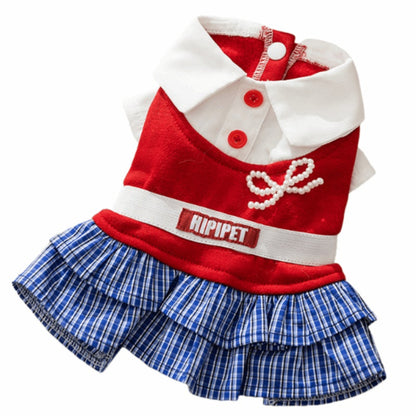 Formal Pet Dress With School Style Ruffles For Dogs And Cats