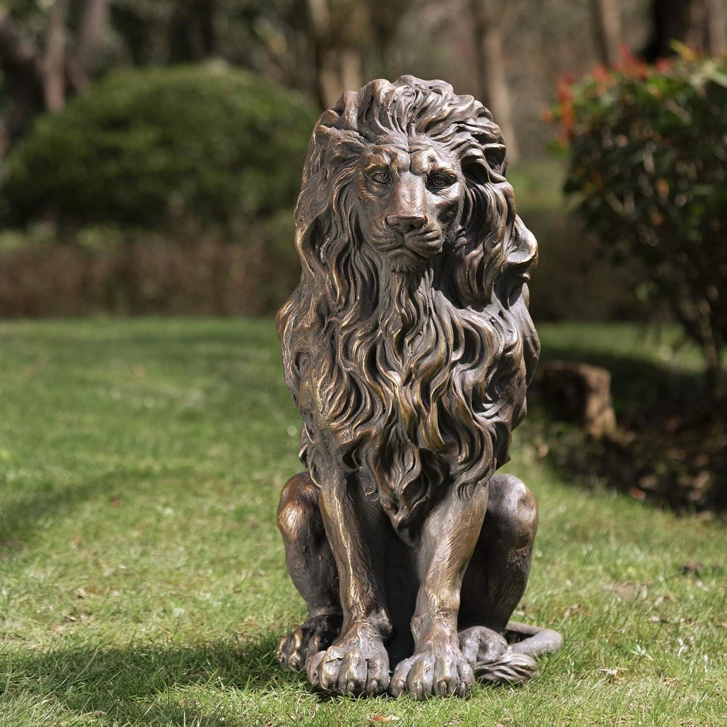 20.5" Resin Lion Statue, Outdoor and Indoor Decorative Sculpture