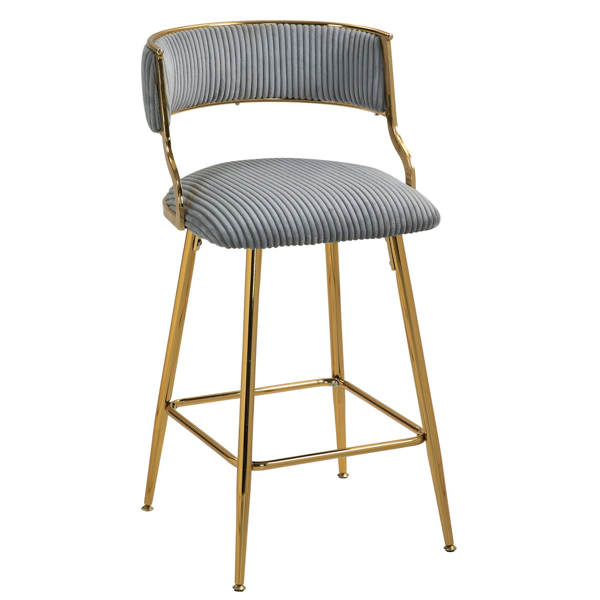 Counter Height Bar Stools With Powder Coating Base And Footrest (Set of 2) -