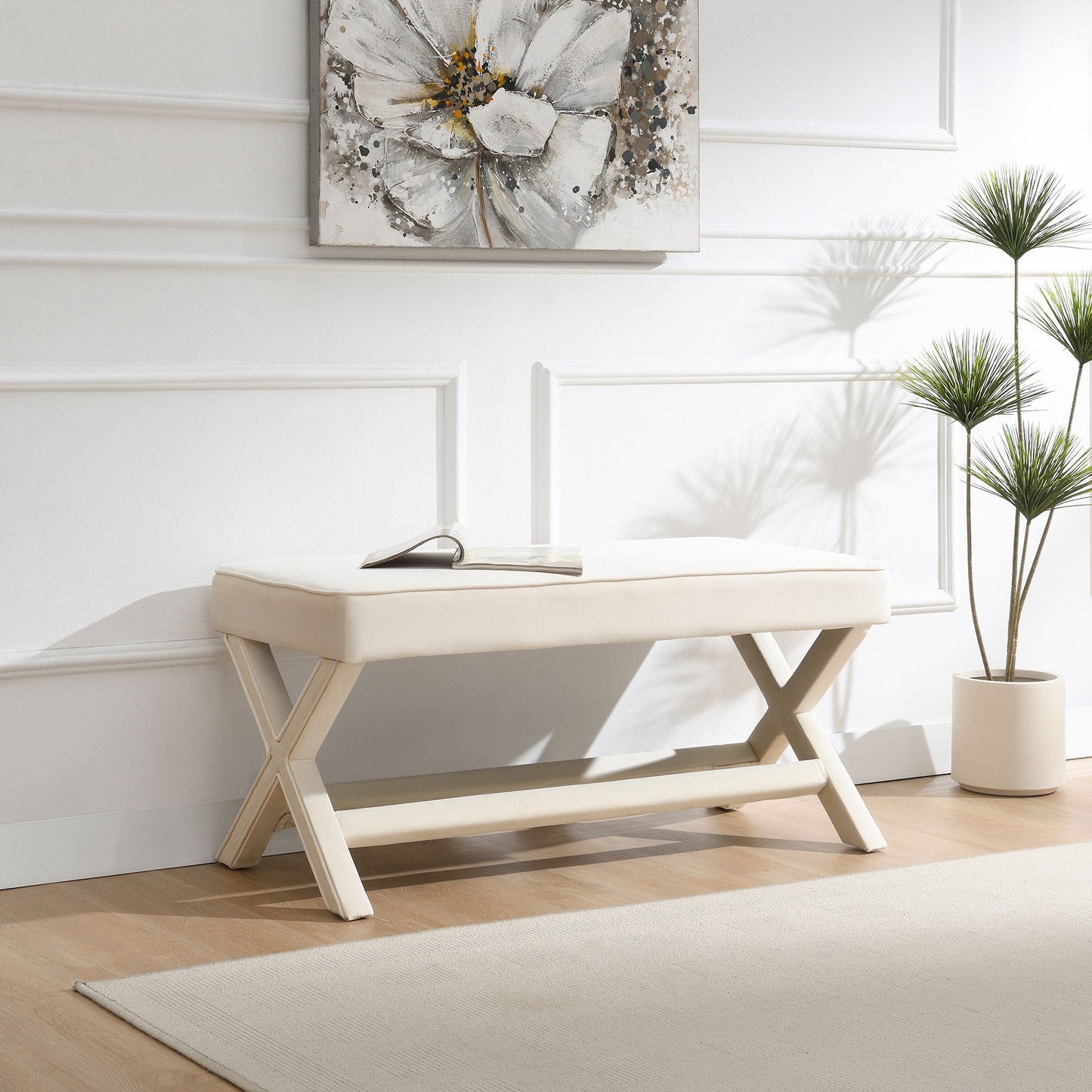 Comfort Double Bench Upholstered With X Crossed Legs