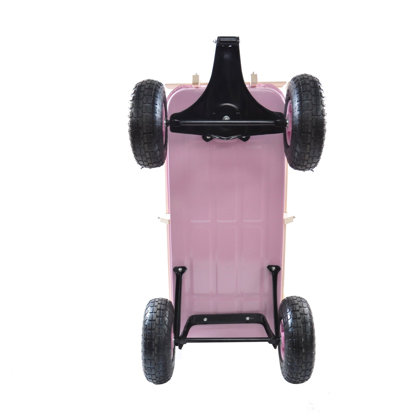 Outdoor All Terrain Garden Wagon with Wooden Railings and Pneumatic Tires