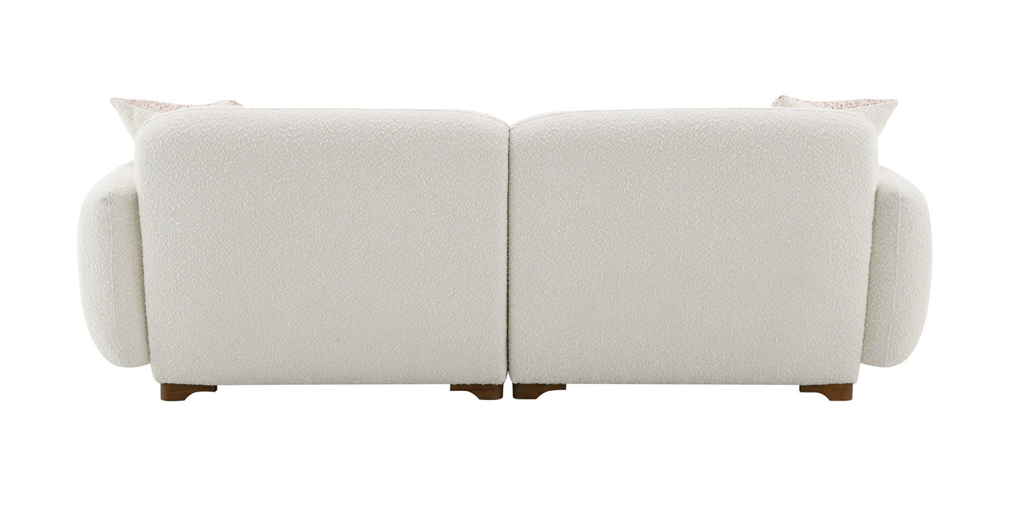 Darius - Boucle Sofa With 2 Toss Pillows - Beige