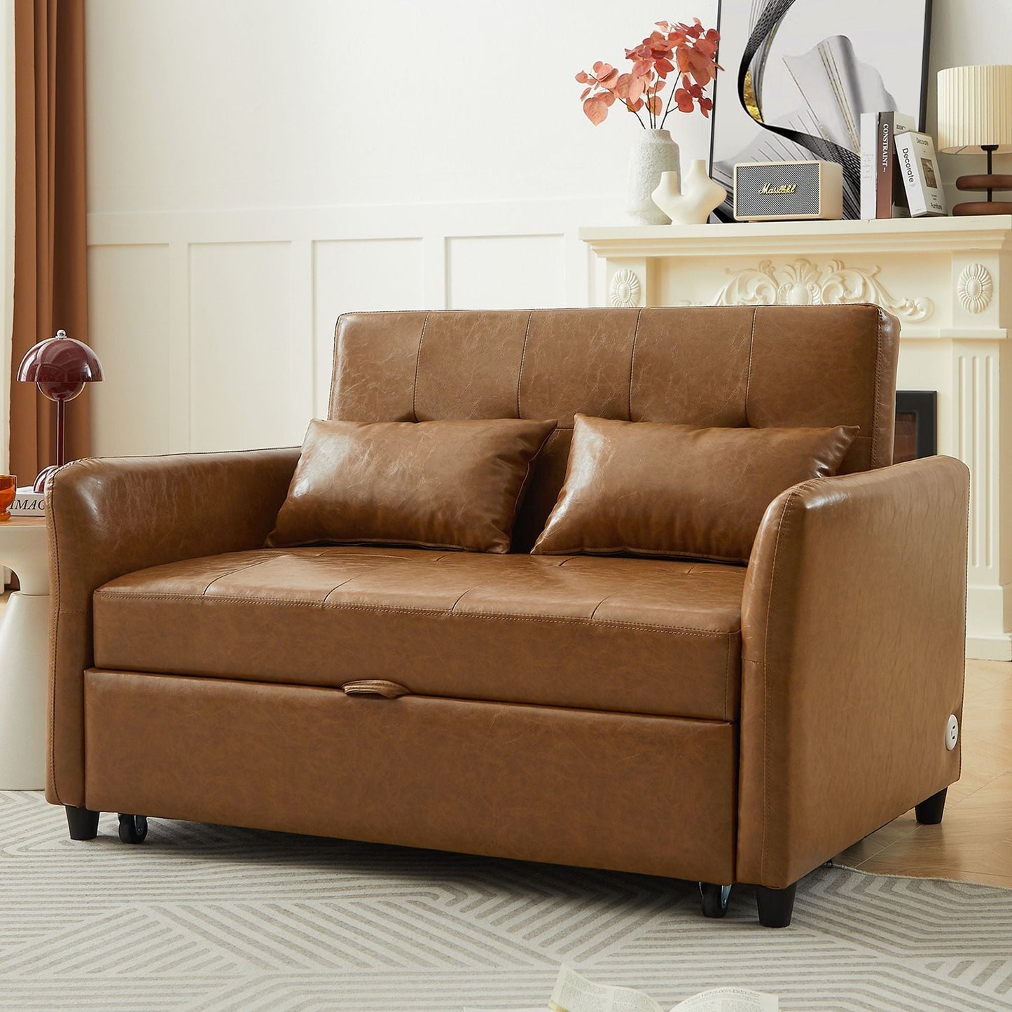 Convertible Sleeper Sofa Bed With 3 USB Ports