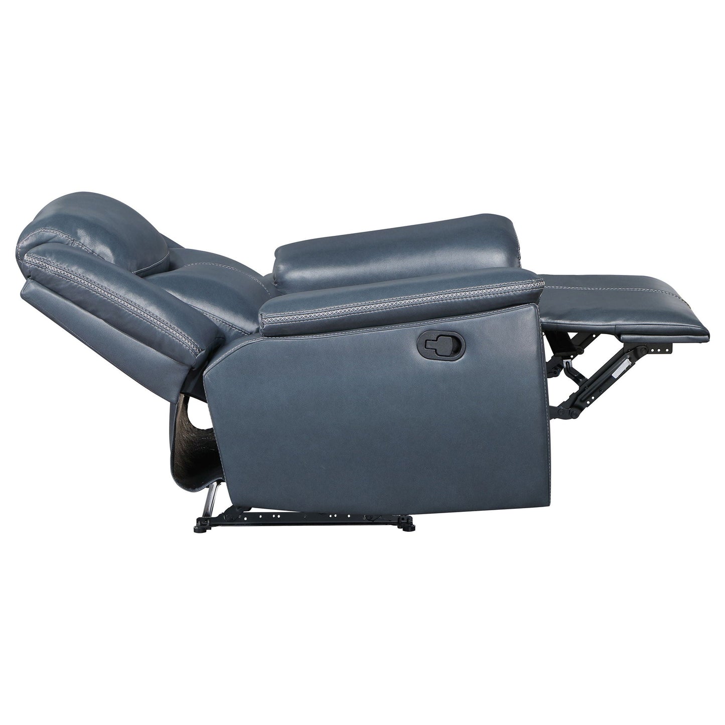 Brier - Upholstered Padded Arm Recliner Chair With Manual Recline And Pillowtop Arms - Blue