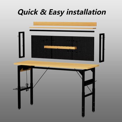 71" Adjustable Workbench with Pegboard
