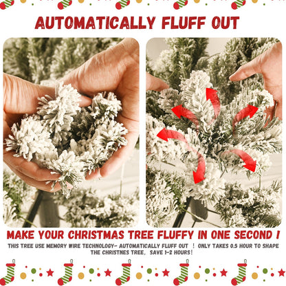 9-Foot Pre-Lit Snow-Flocked Christmas Tree