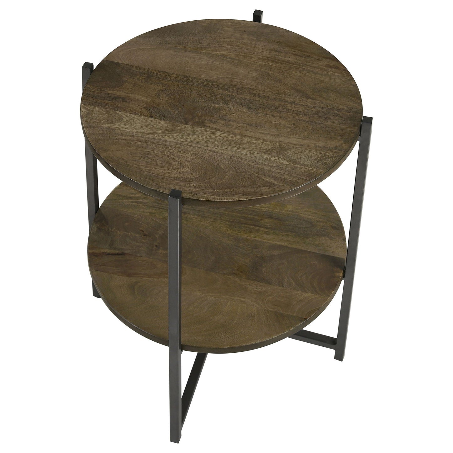 Accent Table With X-Frame And Bottom Shelf - Brown