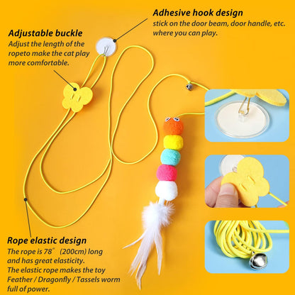 Cat Toys For Indoor Cats Interactive Cat Toys For Indoor Cats 200cm Hanging Cat Toy Self-Excited Retractable Nylon Stress Relief Cat Catnip Swing