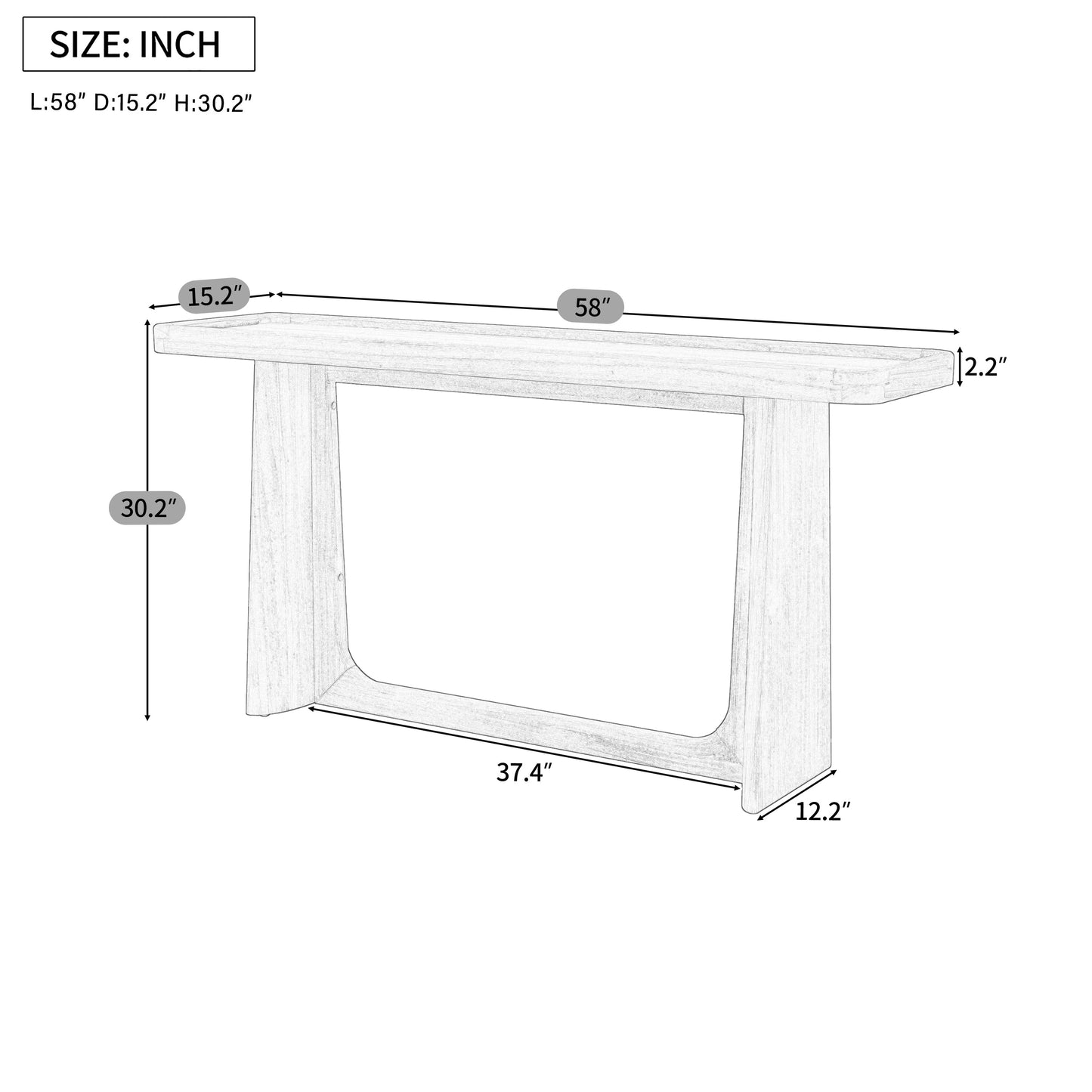 Farmhouse Console Table with Tray Top Design