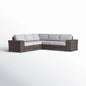 Wide Reversible Outdoor Sectional Sofa With Cushions - Brown / Gray