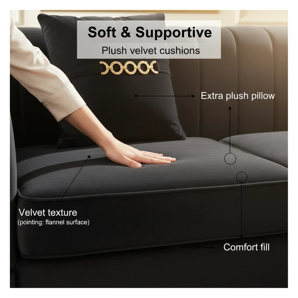 Mosharong-55 Velvet 3-Seater Sofa