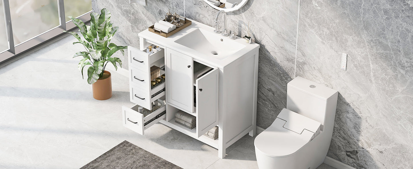 36" Bathroom Vanity with Sink Top and Storage Cabinet