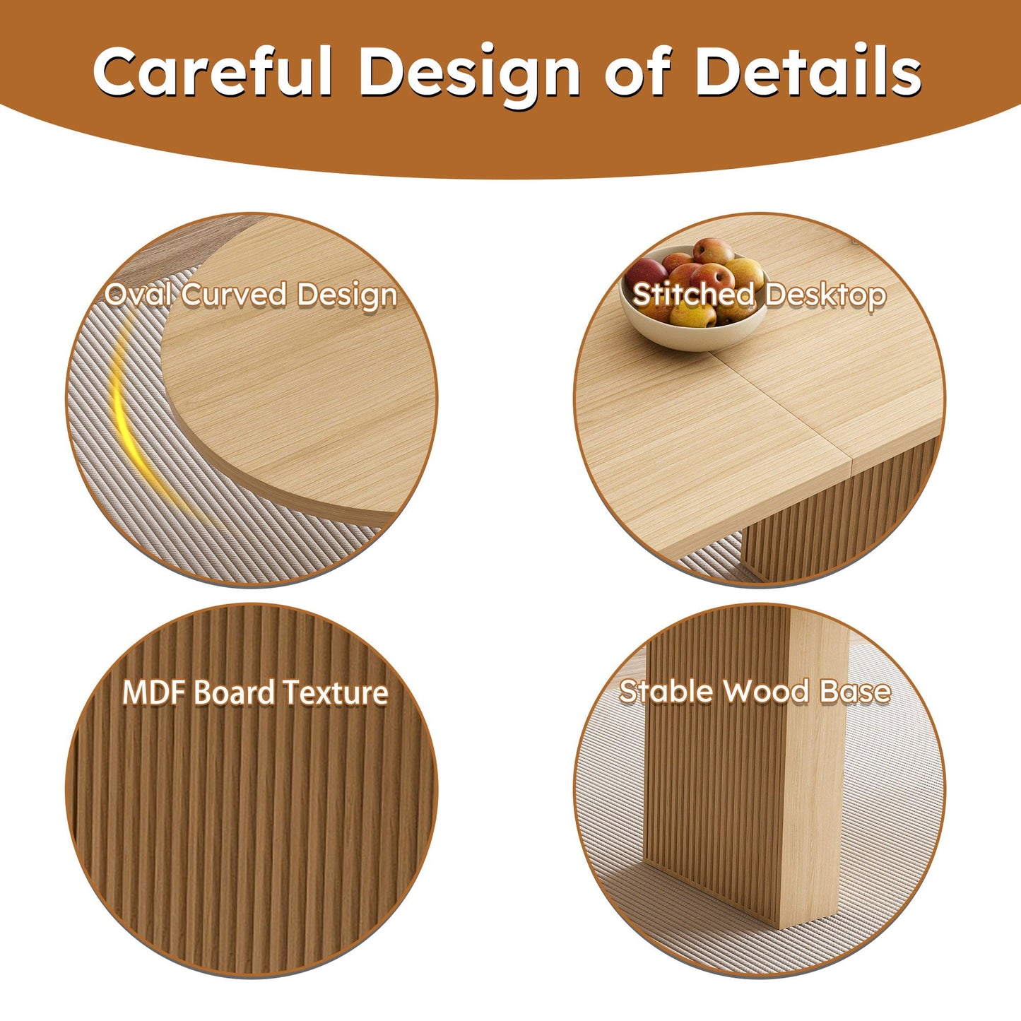 Oval Dining Table With Wood Strip Base