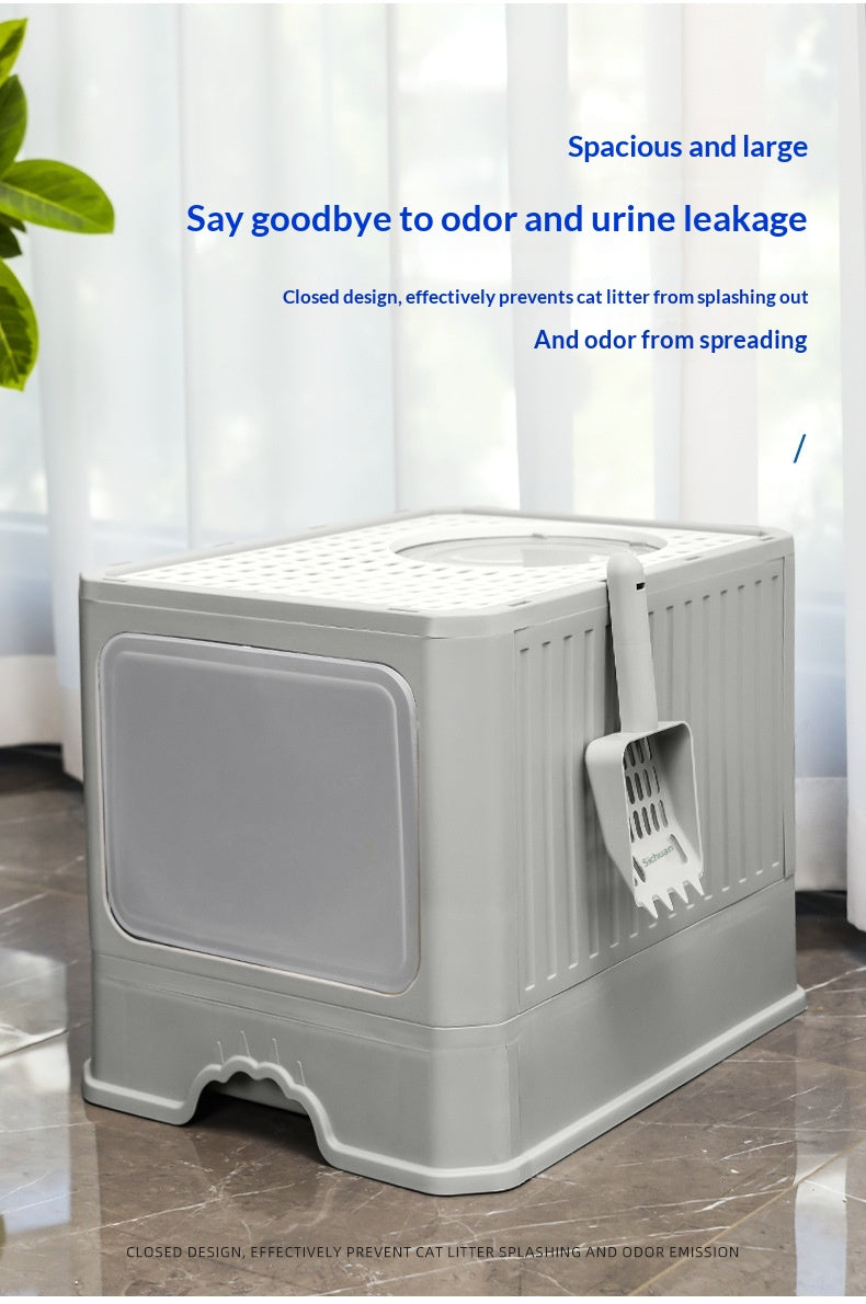 Extra-large Fully Enclosed Drawer-Type Foldable Cat Litter Box