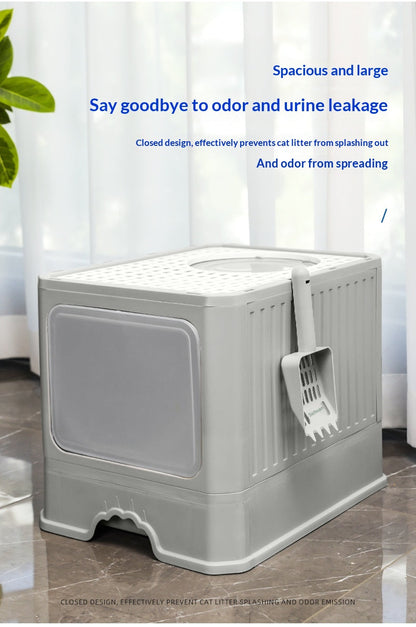Extra-large Fully Enclosed Drawer-Type Foldable Cat Litter Box