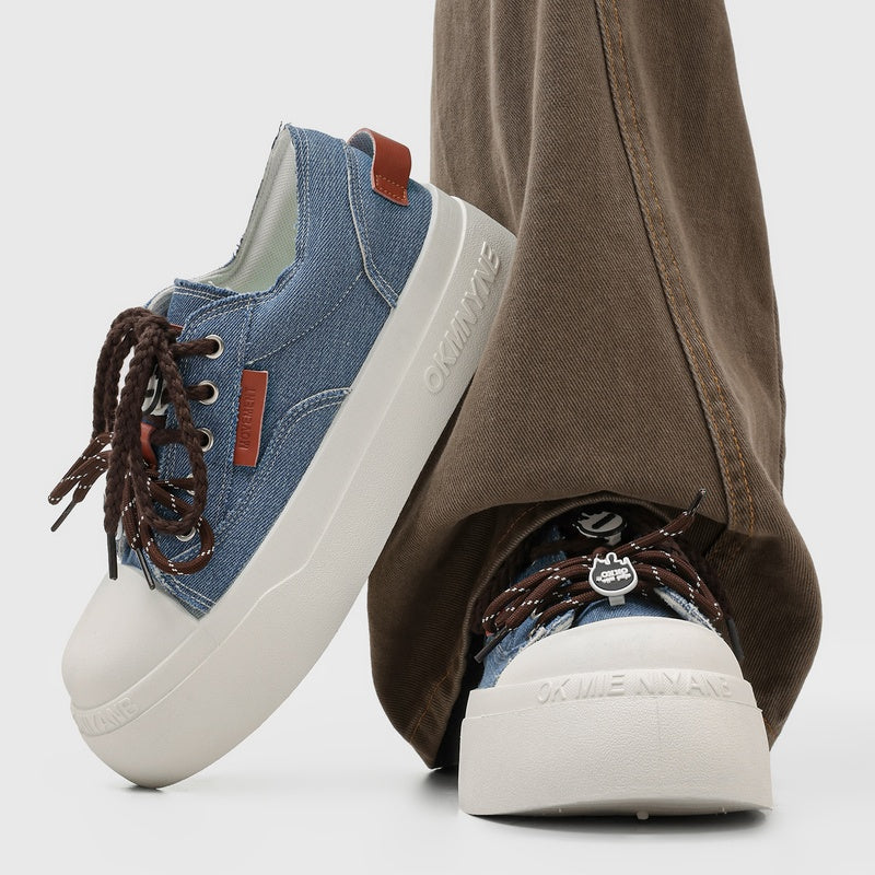 2026 New Spring Couple Canvas Skate Shoes, Toe-cap Height-increasing Casual Sneakers For Students & Men
